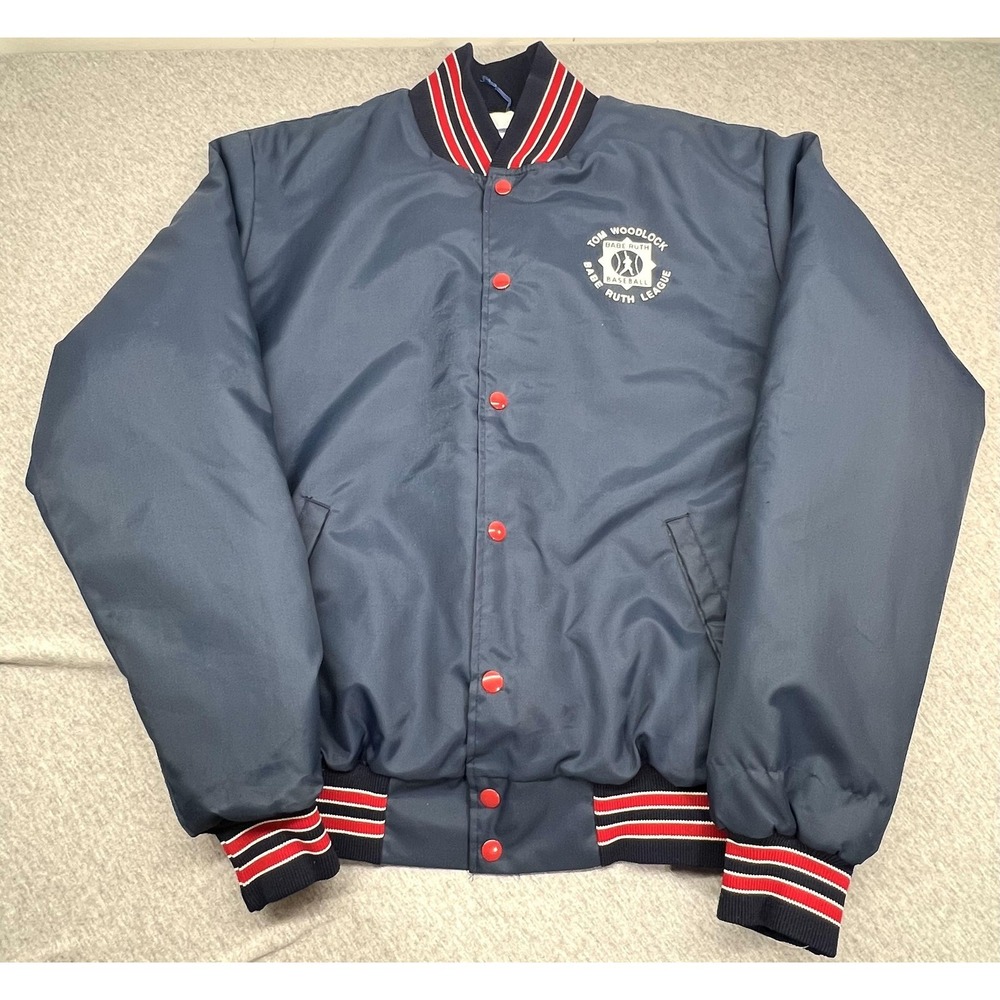 Little League Baseball Jacket Mens Large Blue Rennoc Babe Ruth Made‎ USA